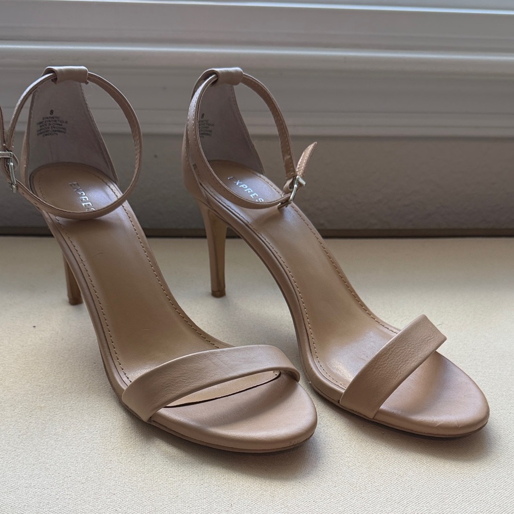 Express Nude Ankle Strap Heels